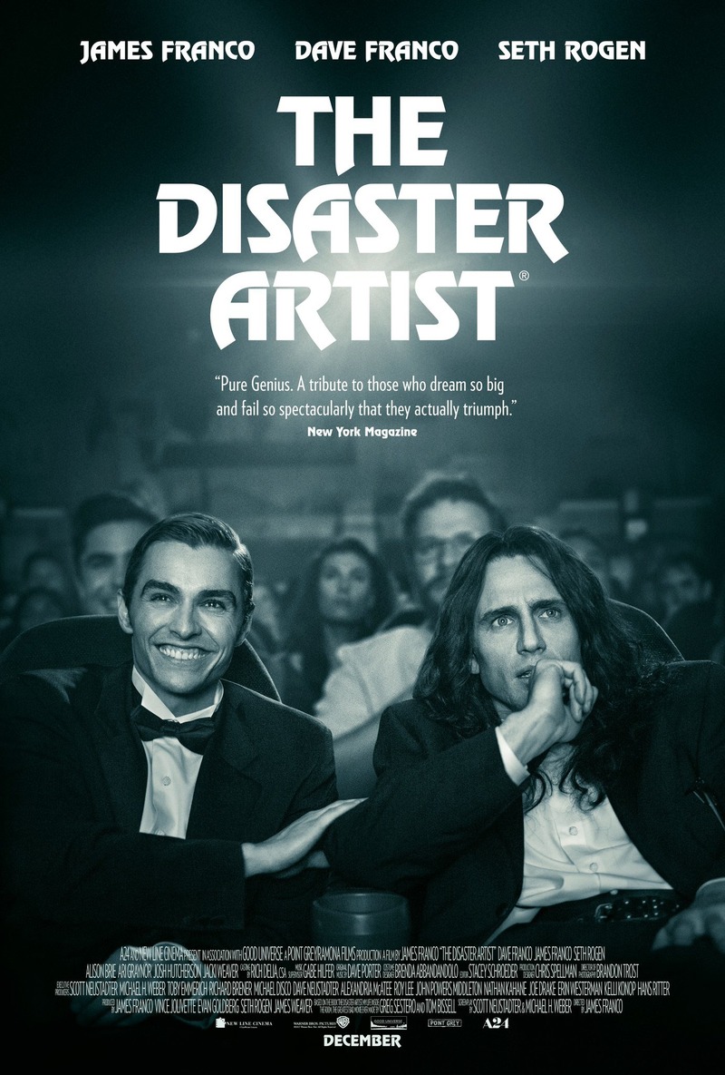 Affiche du film The Disaster Artist par James Franco avec James franco, Dave Franco et Seth Rogen, film US, sottie en 2018