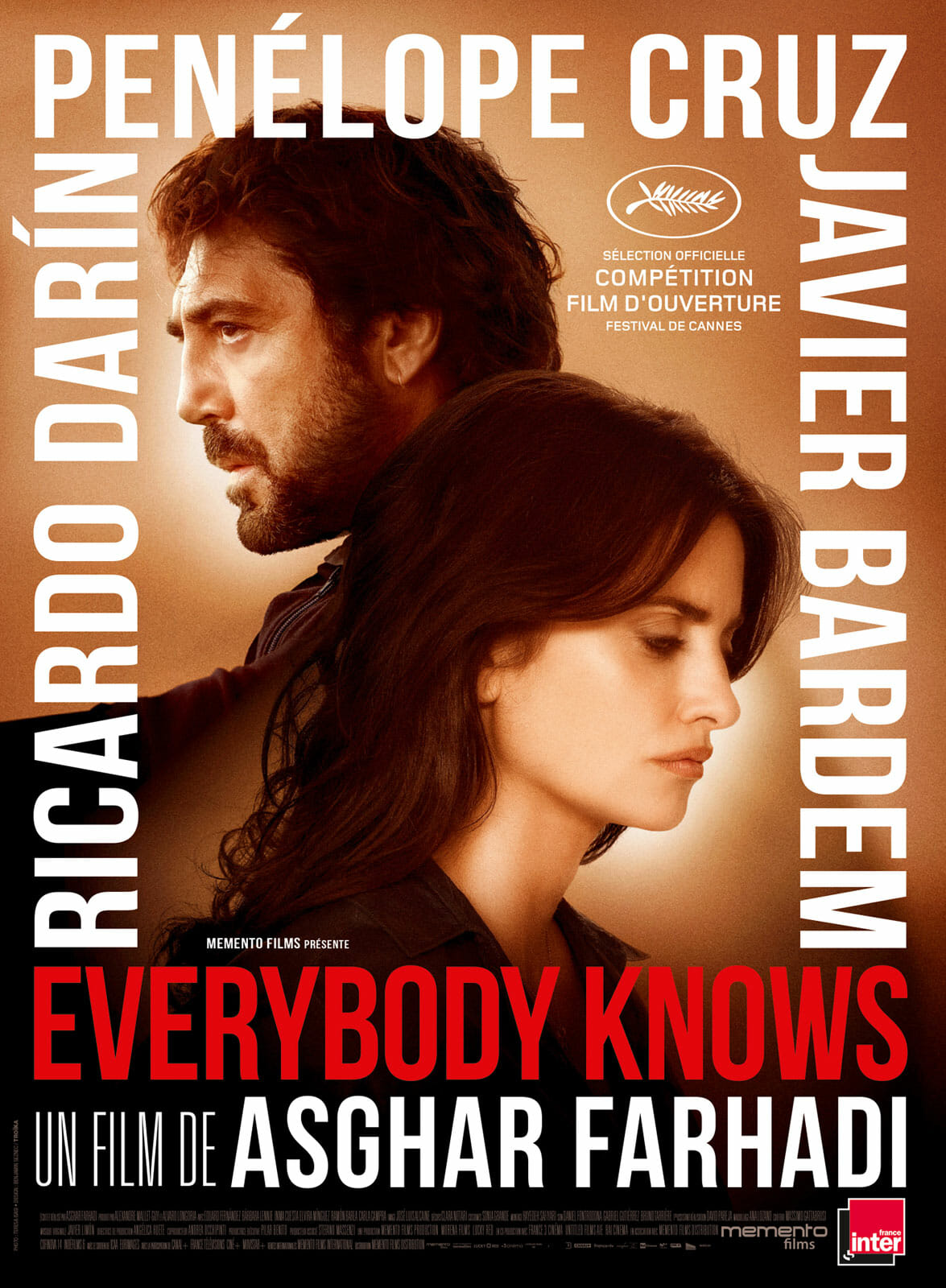 Affiche de Everybody knows, penelope cruz et javier bardem pour article rdv pris par francois graz pour go out magazine mai 2018
