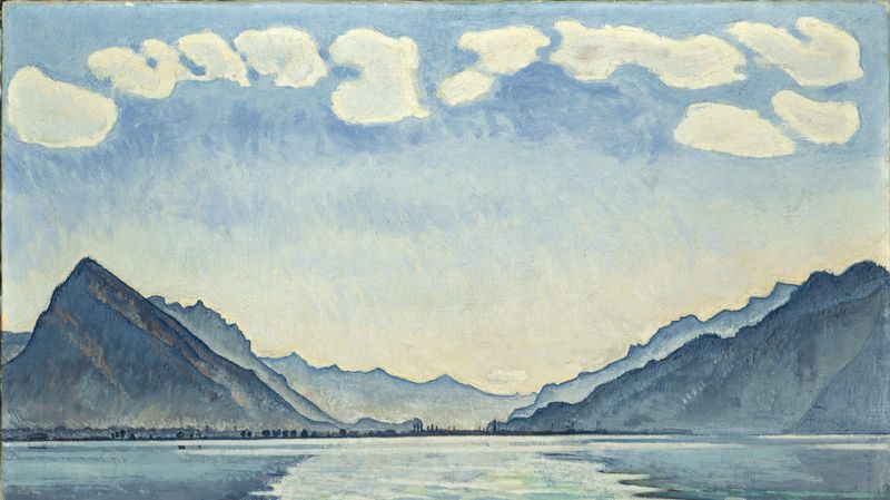 Le lac de Thoune aux reflets symétriques» (détail), une huile de 1905, article l'année hodler par quantin arnoux et anne fatout pour go out magazine mai 2018