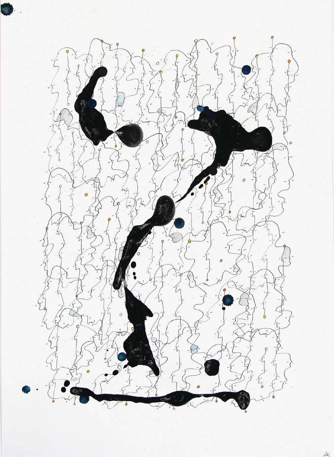Black No. 11 (2017) de la série « Black & Blue » (c)Annina Roescheisen, Elle est de ces artistes qui captivent. Autour d’un verre, on l’écoute sans voir l’heure tourner; devant ses oeuvres on voyage loin, très loin, au coeur d’un art nourri de thématiques à la fois intimes et universelles. Son approche artistique touche tant par l’engagement que par la sincérité déployée dans des oeuvres pluridisciplinaires, avec une mention particulière pour ses vidéos dans lesquelles elle se met parfois en scène avec pudeur et tendresse. En résulte une pratique impossible à catégoriser tant elle est instinctive et le reflet d’une personnalité que rien ne semble pouvoir arrêter. Née en Allemagne en 1982, l’artiste au regard passionné allie franc parler, douceur candide et tatouages en nombre; un mélange détonant pour celle qui met son art au service des autres et tient autant à évoluer dans le sillon traditionnel de l’art contemporain qu’en parallèle. Rencontre avec Annina Roescheisen, installée entre Paris, New York et, depuis peu, Genève, par lucia von gunten, go out magazine